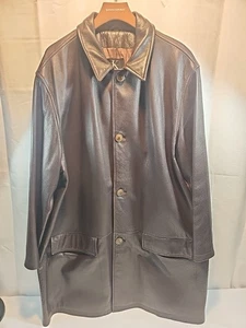 Chaqueta CALVIN KLEIN Thinsulate™ Forrada 100% Cuero Real Suave Talla XL Larga Ganar - Imagen 1 de 10