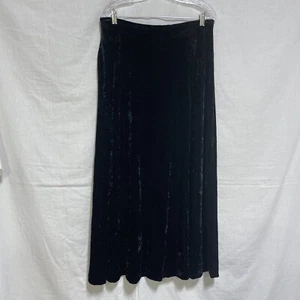 Preston & York Womens 16 Maxi Skirt Black Crushed Velvet Grunge Boho Formal - Picture 1 of 6