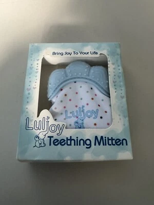 LuliJoy Teething Mitten Set Baby Glove Teether Adjustable Strap Soothing Blue - Image 1 of 2