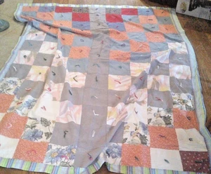 Twin Size Handmade Quilt Vintage Patchwork 64" x 85  reversible hand tied. new - Picture 1 of 3