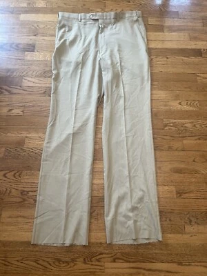 Pantalones de vestir Berle de microfibra poliéster beige/crema sin dobladillo nuevos con etiquetas Foto 1 de 4
