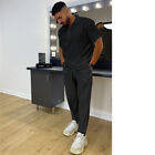 Mens Summer Outfit 2-Piece Set Short Sleeve T-Shirts And Trousers Sweatsuit Set