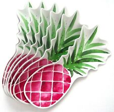 Set of 7 Pink Pineapple Figural Plates Trays Melamine Brand New with Tags