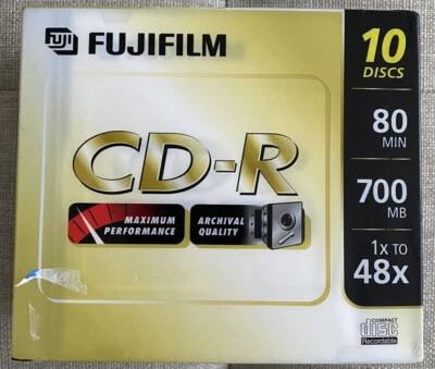 Fujifilm CD-R 10 Discs  80 Minutes 700 MB 1x-48X | Factory Sealed - Image 1 of 2