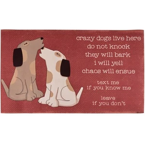 Crazy Dogs Live Here Indoor/Outdoor Rug 34" x 20" Dog Mom, Dog Dad NWT - Picture 1 of 4