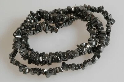 Hämatit 90 cm Splitter-Halskette ohne Verschluß, Steine 5 - 7 mm - Bild 1 von 2
