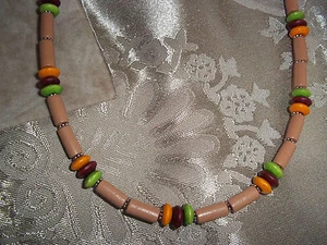 Hand Crafted 19 1/2 inch Unisex Wood Bead NECKLACE with MAGNETIC Clasp C-38 - Picture 1 of 3