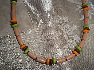 Hand Crafted 19 1/2 inch Unisex Wood Bead NECKLACE with MAGNETIC Clasp C-38 - Image 1 of 3