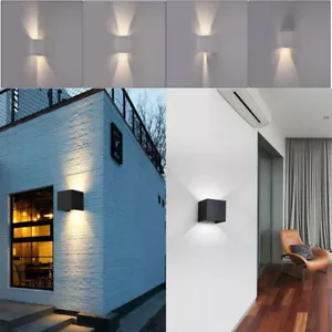 Modern 7W LED Wall Light Up Down Cube Indoor Outdoor Sconce Lamp Light Fixture - Picture 1 of 12