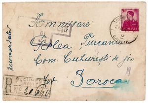 Rumänien, 1942, WWII Zensierter Einschreiben, Cuhuresti - Bucuresti Briefmarken - Bild 1 von 2