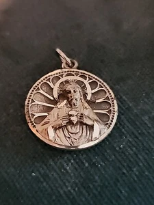 Vtg CREED SCAPULAR CHRIST & Our Lady Mount Carmel Sterling Silver DOUBLE SIDED - Picture 1 of 6