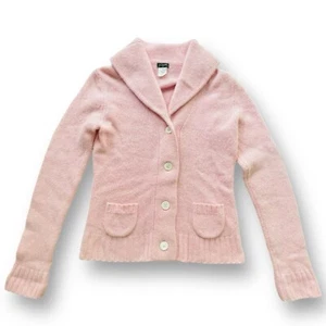J.Crew Factory Baby Pink Shawl Neck Lambswool/Rabbit Hair Cardigan Size M 90s - Picture 1 of 8