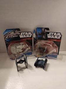 Star Wars Die Cast Millenium Falcon Tie Fighter Hot Wheels Force Awakens Die - Imagen 1 de 5