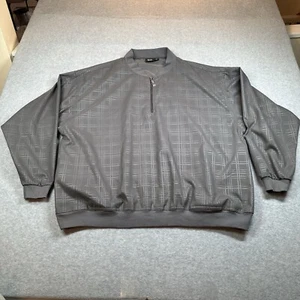 Akwa Classic 1/4 Zip Pullover Windbreaker Mens XL Gray Embossed Check Design USA - Picture 1 of 9