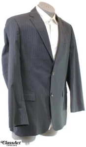 Hugo Boss 2 Button Stretch Blazer Sport Coat Sut Jacket  Gray Striped Men’s 42L - Picture 1 of 8