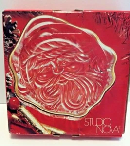 Studio Nova Joyous Santa Gold Glass Sweet Dish Christmas Holiday Candy Dish - Picture 1 of 4