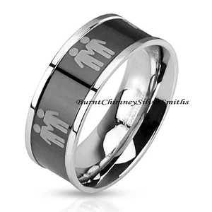 Anillo del Orgullo Gay LGBT Unisex Arco Iris Banda de 8 mm Grabado opcional 3042 - Imagen 1 de 3