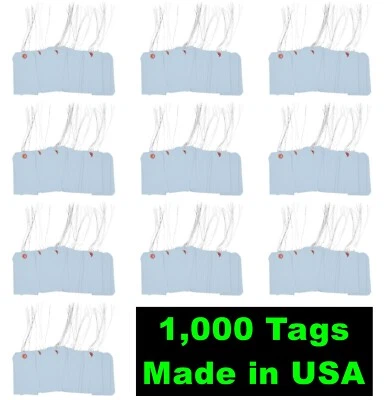 1.000 piezas etiquetas colgantes de cartulina azul claro 4 3/4" x 2 3/8" tamaño 5 con cable 13 piezas Foto 1 de 4