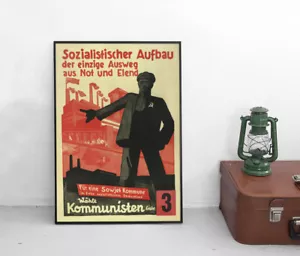 Poster KPD -Sozialistischer Aufbau- Plakat 1920er Kommunismus Weimarer R Antifa - Bild 1 von 3