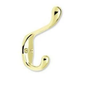 B42302Q-PB-C Heavy Duty 3" Polished Brass Coat and Hat Hook - Picture 1 of 1