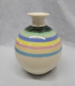 Hobart Tasmania Studio Pottery Bud  Striped Marked Jm 4.25 In. 5184 - Picture 1 of 21