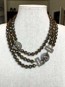HEIDI DAUS "Two Fab" Convertible 2 Piece Bead Necklace Set - Smoky Quartz - NIB - Picture 1 of 7