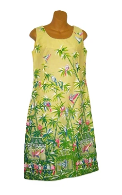 Lee Stevens винтажный 1960-х тропический Lovebirds печать круглый вырез Shift платье размер M - Изображение 1 из 4