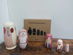 Ferm Living Critter Animal Wooden Nesting Dolls NEW Set Of 5 - Picture 1 of 5