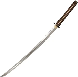 Handgefertigtes japanisches Samurai Katana Schwert - scharfe Klinge aus Kohlenstoffstahl mit brauner Umhüllung - Bild 1 von 3