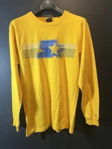 CAMISETA DE INICIACIÓN VINTAGE PARA HOMBRE MEDIANA AMARILLA LOGOTIPO GRÁFICO INFORMAL POLAR 00s Y2K - Imagen 1 de 12