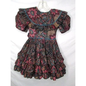 Pazazz Paisley Pageant Dress Girls Size 5 Full Circle Tiered Ruffles USA Made - Picture 1 of 10