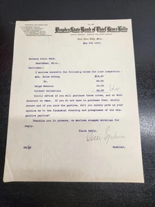 Vintage Peoples State Bank of Thief River Falls Minnesota Billhead Masthead 5.6.1915 - Bild 1 von 5