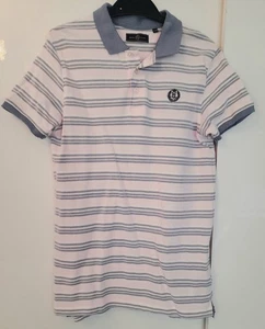 Henri Lloyd Boys Blue/Pink/White Striped Short Sleeved Polo Shirt Age 12-13 Yrs - Picture 1 of 5