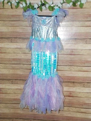 Niñas Sirena Mística Halloween Disfraz Vestido Talla M Azul y Rosa Lentejuelas Escalas Foto 1 de 4