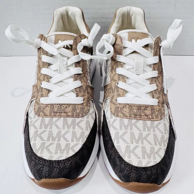 Michael Kors Women's Monique MK Monogram Sneakers White/Brown  BRAND NEW W/O BOX - Image 1 of 4