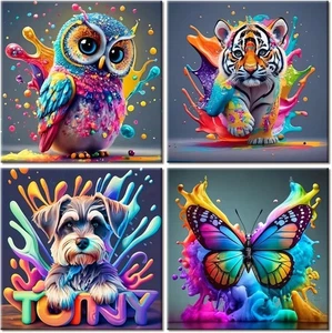 Pack de 4 kits de arte de diamantes para niños, pintura de animales, manualidades niños...  - Imagen 1 de 7