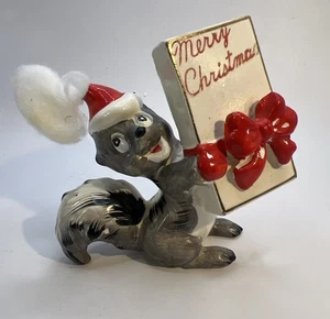 Vintage Keramik anthropomorphes Eichhörnchen mit Geschenk Japan Weihnachtsschmuck - Bild 1 von 7