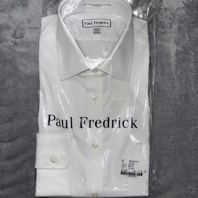 New Paul Fredrick Shirt Mens 15 1/2 -35 White 140s Two Ply Egyptian Cotton - Image 1 of 4