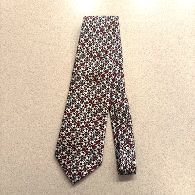 Mens Neck Tie Red Soccer Ball Woven Silk Sport Preppy Novelty MUSEUM ARTIFACTS - Image 1 of 4