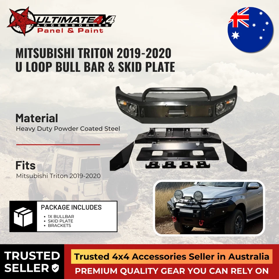 Mitsubishi Triton 2019–2020 U Loop Bull Bar & Skid Plate Front Guard Set - image 1 of 4