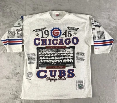 VTG 1993 CHICAGO CUBS AOP SHIRT 1945 1876 LONG GONE SERIES COOPERSTOWN MENS XL - Image 1 of 4