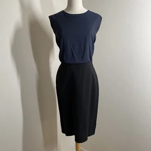 Ann Taylor Loft Black Midnight Blue - SZ 8 - Sleeveless Back Zip Dress - Picture 1 of 11