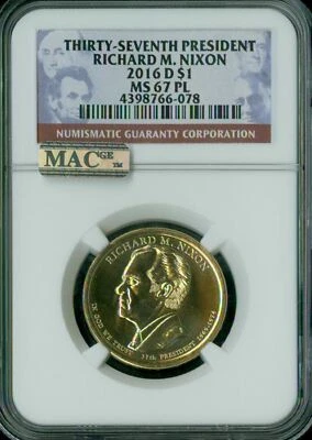 2016 D RICHARD NIXON PRES. DOLLAR NGC MS67 PL PQ 2ND FINEST MAC SPOTLESS * - Image 1 of 4