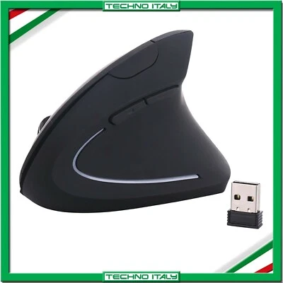 ✅ MOUSE VERTICALE WIRELESS WIFI DESIGN ERGONOMICO TUNNEL CARPALE POLSO 1600DPI ✅ - Immagine 1 di 4