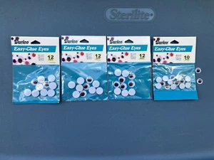 Lot Of 4 Pks Vintage Googly Eyes~12mm & 10mm New/Arts/Crafts - Picture 1 of 4