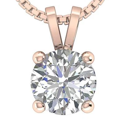 SI G 0.32Ct Marquise Diamond Solitaire Pendant Necklace 14K Solid Gold Bezel Set - Image 1 of 4