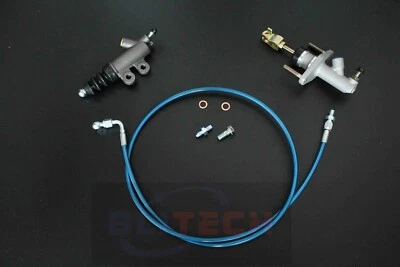 Slave Master Cylinder Stainless Steel Clutch Line Fit 1992-2000 Honda Civic Blue - Image 1 of 3