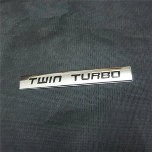1PC Chrome TWIN TURBO Black Metal Emblem Decal Sticker Badge Engine Auto Edition - Picture 1 of 11