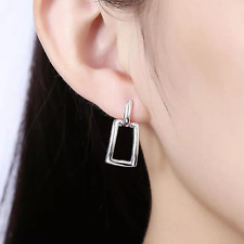 Asymmetrical Trapezoid Drop Earrings Silver Plated Modern Chic Sophisticated UK