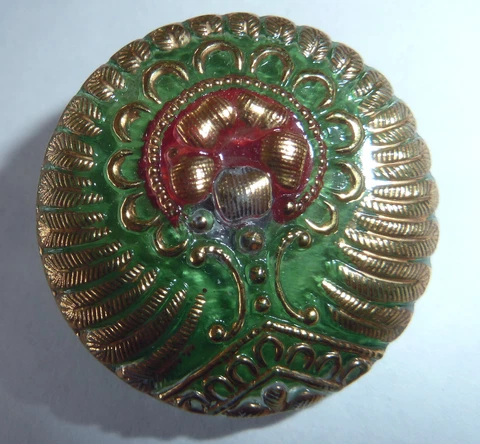 o- modern clear glass PAINTED BACK gold luster Czech made Cover